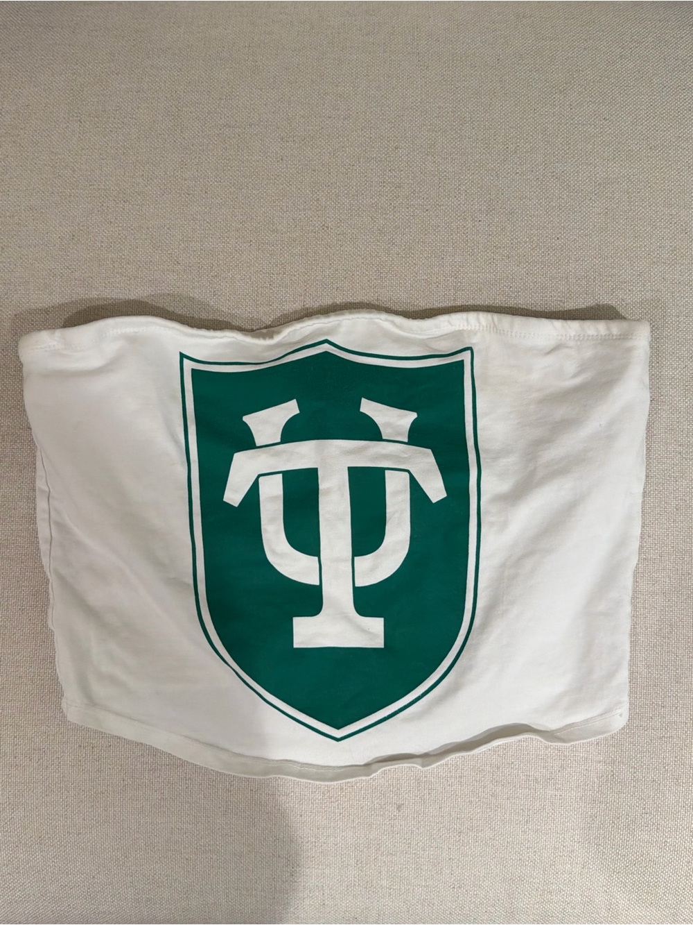 Spirit Jersey Tulane Tube Top (white and green, size xs)